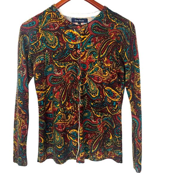 Y2K Evan Picone Womens Cardigan Sz M Boho Classic Phoebe Whimsigoth Multicolor - Picture 1 of 11
